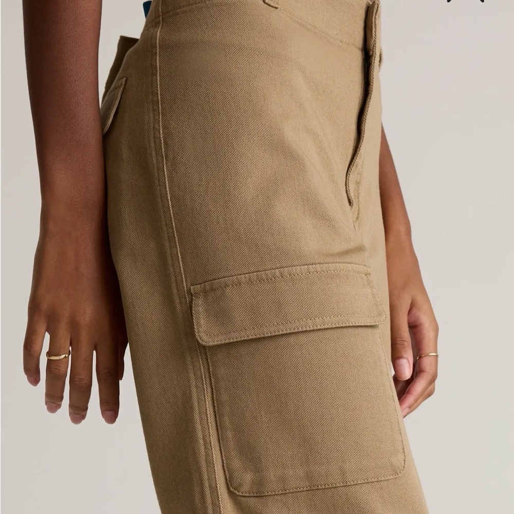 NWT Quince Organic Stretch Cotton Twill Cargo Pants in Light Khaki - Picture 2 of 7